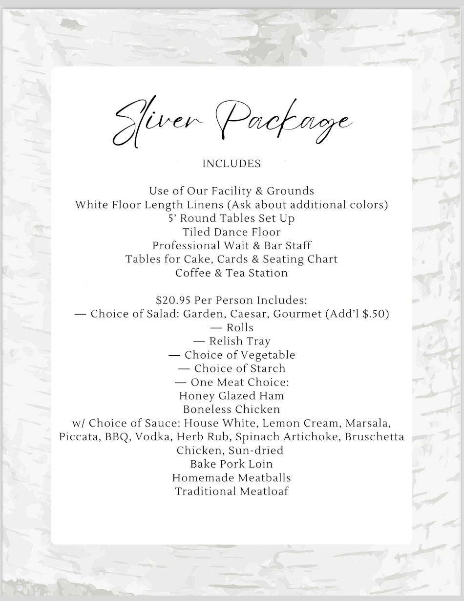 White Birch Wedding Package