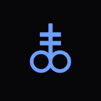a blue cross symbol on a black background