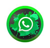 whatsapp icon with green paint splats on a black background