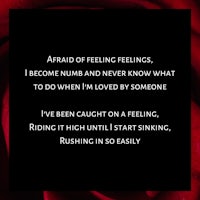a red rose with the words afraid of feeling feelings