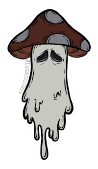 a sticker with a mushroom on it