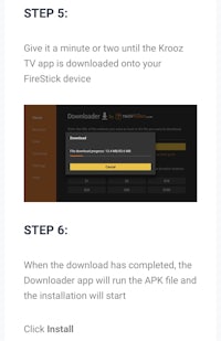 a screenshot of how to download the koose firestick