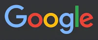 the google logo is shown on a black background