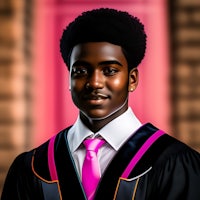 a portrait of a black man in a graduation gown