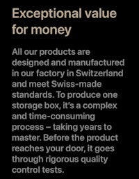 our products are designed and manufactured in switzerland