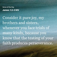 a blue background with a quote that says consider it pure joy, my brothers, wherever you face trials of your faith