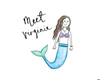 a watercolor illustration of a mermaid with the words meet virginia