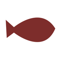 a red fish icon on a black background