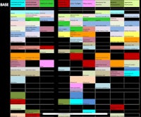 a table with different colors and numbers on it