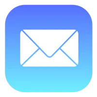 an email icon with a blue background
