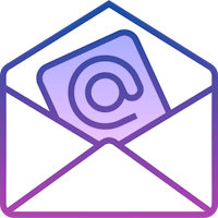 a purple envelope with an email icon