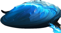 a blue ice ball with flames on it