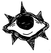 a black and white drawing of an eye