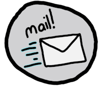 an envelope with the word mail in it