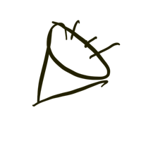 a drawing of a cone on a black background