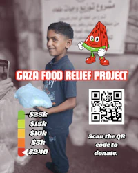 a boy holding a watermelon with the words gozi food relief project
