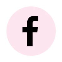 a pink circle with a black facebook logo