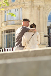 a man and a woman hugging