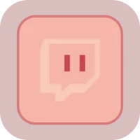 a pink square icon with a speech bubble on it