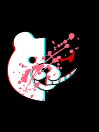 the face of a teddy bear with paint splatters on it