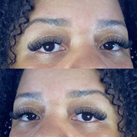 before and after pictures of a woman's eyelashes