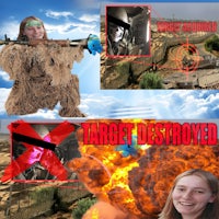 a picture of a girl with a gun and a picture of a girl with a gun