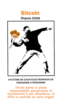 a poster with the word bitcoin on it