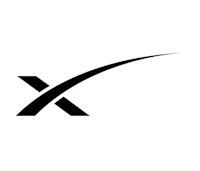 a black and white x logo on a white background
