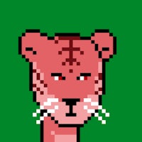 a pixelated image of a tiger on a green background