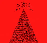 an image of a christmas tree on a red background