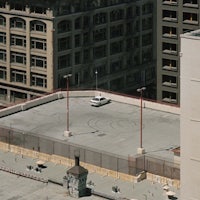 a car is parked in a parking lot