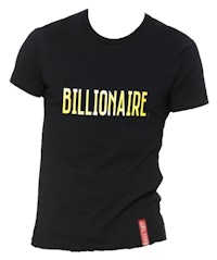a black t - shirt with the word billionaire on it