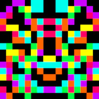 a colorful pixel pattern on a black background