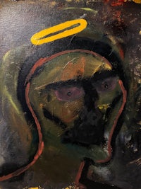 a painting of an angel with a yellow halo