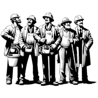 a group of men in hard hats standing together