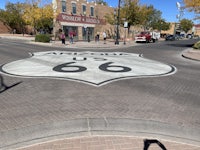 a 360 degree view of a road sign in santa fe, new mexico