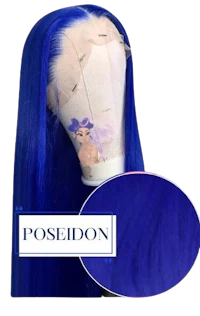a blue wig with the word possidon on it