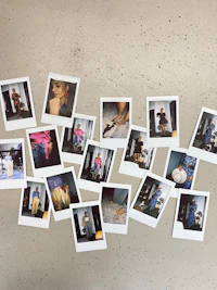 a group of polaroid photos on a table