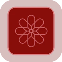 a red square with a flower on it