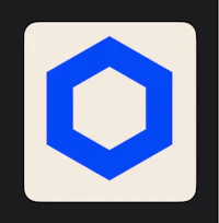 a blue hexagon icon on a black background