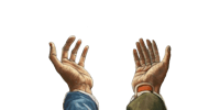 a painting of two hands reaching out to each other