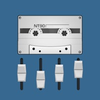 a cassette with a pair of wires on a blue background