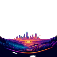 an illustration of a city skyline at night