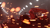 a racing car driving through a tunnel