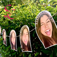 a string of photos with a girl's face on it