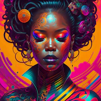 an illustration of a woman with colorful makeup