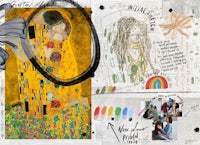 a scrapbook page with a drawing of a man and a woman
