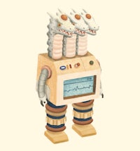 an illustration of a robot with two heads