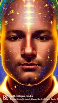 an image of a man's head with stars on it