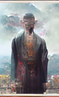 a painting of a man with a hat